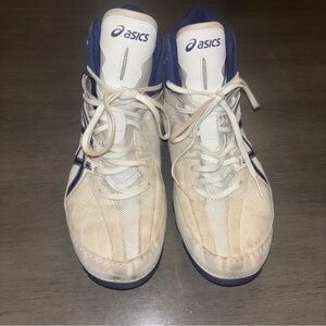 Asics White and Blue Mat Control Wrestling Sneakers